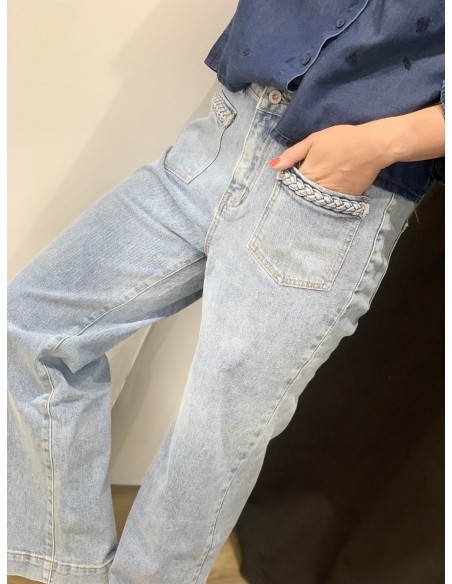 Jeans tressé poches