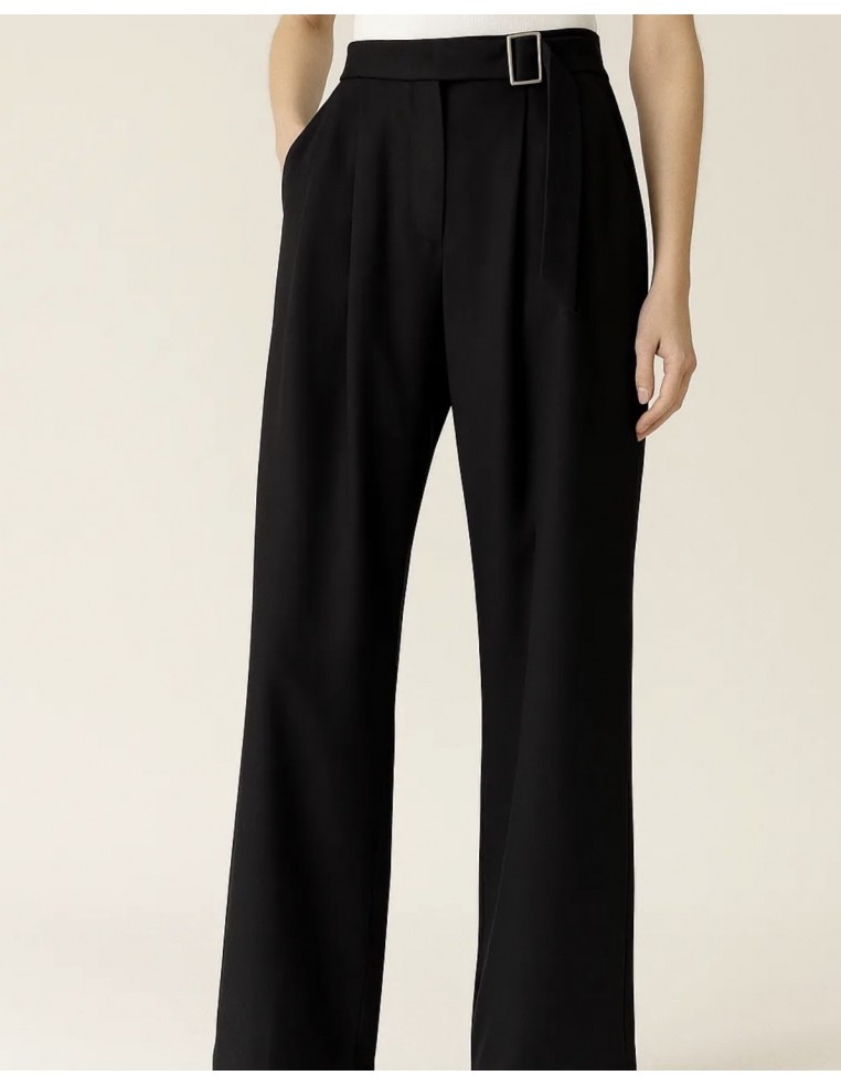 Pantalon large noir boucle argenté