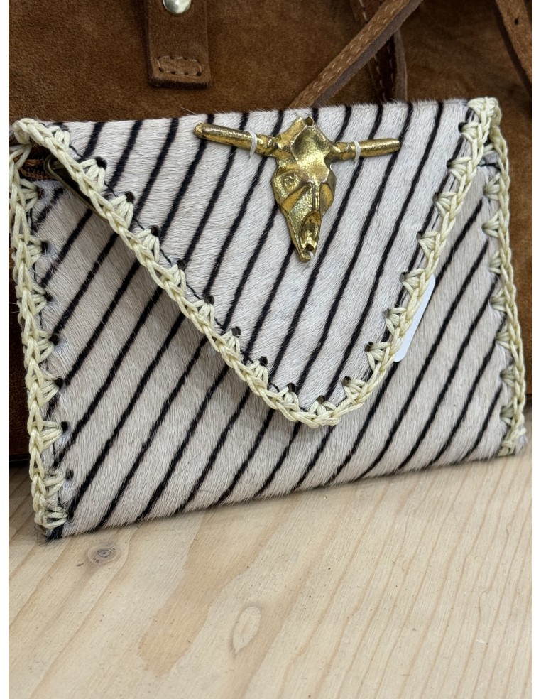 Pochette cuir rayé Tauro