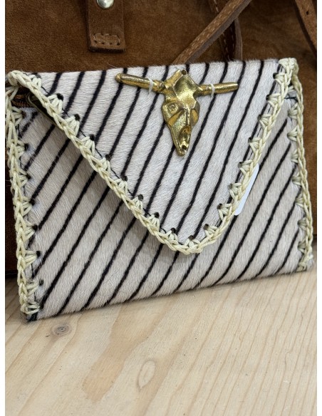 Pochette cuir rayé Tauro