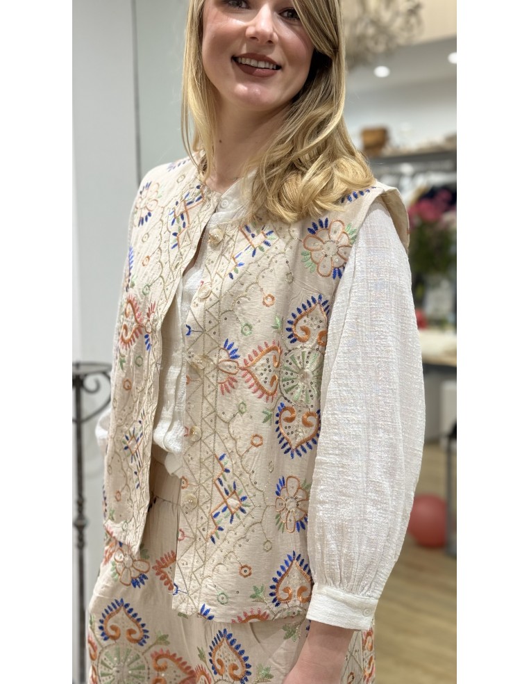 Gilet brodé multico